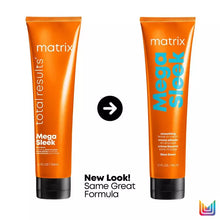 Load image into Gallery viewer, Matrix Total Results Mega Sleek Blowdown Mega Sleek Blow Down Smoothing Leave-In Conditioner with shea butter provides heat protection and easy glide for fast blowouts. Achieve a polished, professional result with this best in class heat protectant and hair priming hydrat