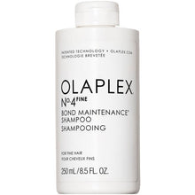 Load image into Gallery viewer, A bond repair regimen specifically formulated for the needs of fine hair types experiencing damage. Nº.4 & Nº.5 Fine provide an optimal balance of repair, weightless hydration and healthy body & volume. Perfect for damage-prone fine hair types. Olaplex No4