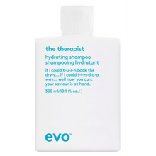 Load image into Gallery viewer,  the therapist hydrating shampoo contains sulfate-free cleansers to gently clean hair while enhancing its manageability. this hydrating shampoo contains glycerin to deliver moisture to the cuticle, helping to minimise frizz and reduce the impact of humidity. hydrolyzed quinoa works to strengthen