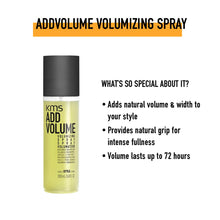 Load image into Gallery viewer, Gives hair up to 70% more volume. Intense fullness. Provides heat protection. Alcohol free. Apply to towel dried hair before blow drying to create "natural" lift and movement. Use on baby fine hair for support and volume with a touchable feel.