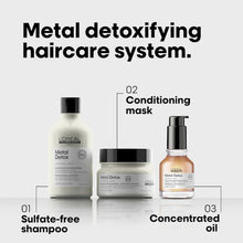 Load image into Gallery viewer, L'Oreal Professional Metal Detox Strengthening Hair Oil A lightweight hair oil with exclusive technology that acts as a barrier against harmful metals found in water to strengthen hair, add shine, reduce frizz, and provide color protection.