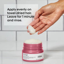 Load image into Gallery viewer, L'Oreal Professional Pro Longer Mask A weekly deep treatment hair mask infused with exclusive technology, that strengthens and thickens split ends to reduce the appearance of breakage. Hair Texture: Straight, Wavy, and Curly Hair Type: Fine Hair Concerns: - Thinning - Volumizing - Damage, Split Ends, and Breakage