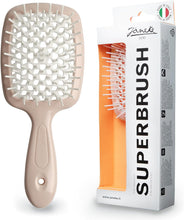 Load image into Gallery viewer, Janeke Superbrush gently and effectively detangles thanks to its soft tips and its particular beehive perforation allows for very quick drying. Also perfect in the shower or with damp hair, to apply the cream and detangle in just a few steps.   Very useful for delicate baby hair and on extensions: its soft tips detangle in a super delicate way