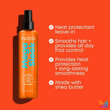 Load image into Gallery viewer, Matrix Mega Sleek Iron Smoother Defrizzing Leave-In Conditioner Spray Mega Sleek Iron Smoother Defrizzing Leave-In Conditioner Spray helps protect against heat damage up to 450 F and humidity for all day frizz control and smoothness. A professional product styling essential for a volumizing salon-perfect blowout.