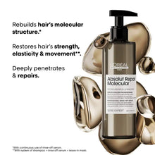 Load image into Gallery viewer, L'Oreal Professional Absolut Repair Molecular Rinse-Off Serum for Very Damaged Hair A concentrated rinse-off serum for damaged hair that thoroughly penetrates the fiber to care for the hair’s molecular structure and address damage from the inside out.