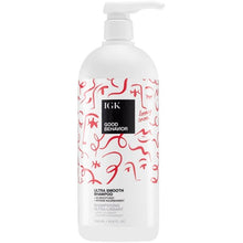 Load image into Gallery viewer, IGK Good Behavor Ultra Smooth Shampoo, Formulated with a rich blend of 7 smoothing oils that nourish and add shine, a Frizz-Blocking Barrier technology that helps stop frizz before it forms in the wet to dry stages, and Spirulina Protein, known to support hair health and add nourishment. Silicone-free, PEG-free and infused with smoothing agents to add shine and moisture without adding weight.
