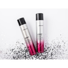 Load image into Gallery viewer, CONTROL FLYAWAYS & FRIZZ JOIMIST MEDIUM PROTECTIVE FINISHING SPRAY Here’s the styler that preserves your fresh blowout, minus a bulletproof shellacking of stiff-and-sticky hairspray. This Level-6, all-day multi-tasker gently commits your fresh style to memory, with movement, softness, and flexibility. Formulated with crystal-clear, flexible copolymers and nourishing Moringa Seed Oil, you’ll boost shine, while protecting strands from the ravages of both weather and thermal styling.
