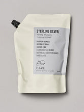 Load image into Gallery viewer, AG Sterling Silver toning shampoo is specially formulated to eliminate brassy, yellow tones from blonde and silver hair. With its unique violet base, this mild toning shampoo removes dullness and brassiness, leaving blonde and silver hair looking cleaner and brighter