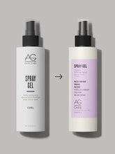 Load image into Gallery viewer, Spray Gel Thermal Setting Spray Infused with natural curl enhancers, firm hold Spray Gel acts as a thermal protector and will not stick to curling irons. Use with rollers for softer, looser curls. For longer-lasting firmer curls or waves, spray each section before using curling irons.