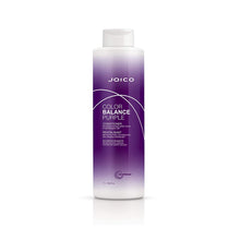 Load image into Gallery viewer, FOR BLONDE & SILVER HAIR COLOR BALANCE PURPLE CONDITIONER Mellow the yellow and banish dryness on highlighted blonde, silvery gray, and Ombré looks with this instant, neutralizing conditioner for color-treated hair; it hydrates beautifully while kicking brassy tones to the curb. Counteracting the unwanted warmth, powerful ingredients strengthen/protect hair from the elements, leaving it cool, manageable, shiny, and easy to style.
