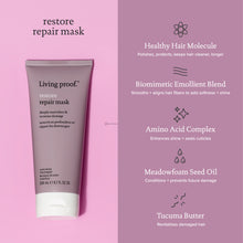 Load image into Gallery viewer, Living Proof Restore Repair Mask Repair hair, in just minutes. This restorative mask transforms dry, damaged hair to look and feel healthier. It deeply nourishes hair while reversing damage and protecting it from future damage. Hair will be left feeling soft, shiny and smooth.