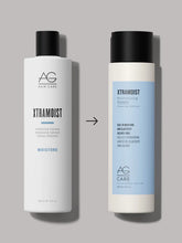 Load image into Gallery viewer, AG Xtramoist Moisturizing Shampoo Restore softness, manageability and shine with this gentle, salt-free, hyper-moisturizing shampoo. Xtramoist is specially formulated with a potent blend of hydrating honey extracts, hyaluronic acid, plus keratin protein and silk amino acids to restore moisture balance, elasticity, strength and shine.