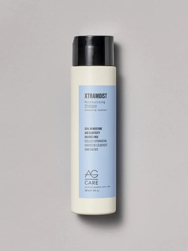 AG Xtramoist Moisturizing Shampoo  Restore softness, manageability and shine with this gentle, salt-free, hyper-moisturizing shampoo. Xtramoist is specially formulated with a potent blend of hydrating honey extracts, hyaluronic acid, plus keratin protein and silk amino acids to restore moisture balance, elasticity, strength and shine. 