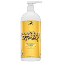 Load image into Gallery viewer, A multi-benefit lightweight shampoo and conditioner that adds moisture, shine, smoothness and strength for nourished hair and scalp. This hair perfecting shampoo gives you the hair you’ve always dreamed of. Suitable for all hair types, this multi-tasking formula delivers healthier-looking hair while adding shine, body and manageability for softer, stronger strands. IGK LEGENDARY