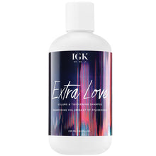 Load image into Gallery viewer, This multi-purpose shampoo, formulated with Microbiome Prebiotics and Jeju Water, gently cleanses the hair by removing pore-clogging impurities and balancing oil production, promoting a healthy scalp and a healthy hair. With its thickening, hydrating formula, Extra Love Volume and Thickening Shampoo helps thin, limp hair look fuller and bouncier by strengthening the weakened hair fibers.