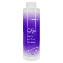 Load image into Gallery viewer, FOR BLONDE & SILVER HAIR COLOR BALANCE PURPLE SHAMPOO When blonde hair loses its cool, reach for this instant, corrective shampoo for color-treated hair that ditches unwanted yellow tones. The unique formula -- designed to preserve highlighted, icy blondes, silvery grays, ombré, and balayage looks, while safeguarding the vibrancy of color-treated hair – banishes brassy warmth, shields hair from the elements, and boosts shine and strength.