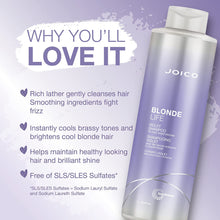 Load image into Gallery viewer, BLONDE LIFE VIOLET SHAMPOO When you want to bring blonde hair back to that icy, fresh-out-of-the-salon shade, turn to this sulfate-free cleanser that instantly kicks yellow tones to the curb. Gentle on highlighted strands, this unique formula is stocked with powerful ingredients -- like an exotic blend of rich Tamanu and Manoi oils – to fight frizz, banish brass, and rehydrate hair.