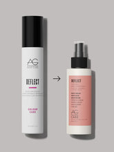 Load image into Gallery viewer, AG Deflect Fast-Dry Heat Protection. Help protect hair from heat damage and reduce drying time with this ultra-light, thermal protection spray infused with Abyssinian oil for smoothness, slip and shine while AG’s exclusive CARE Complex helps protect and extend the vibrancy of hair colour. Shake well, spray liberally in hair and blow dry.