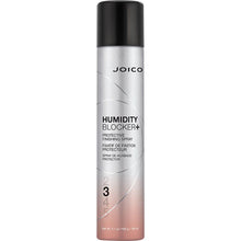 Load image into Gallery viewer, Joico's Humidity Blocker+ Protective Finishing Spray is a serious humidity-buster that deposits an invisible shield over your fresh blowout. Benefits 24-Hour Humidity Protection Instant frizz-reduction Eliminates static Thermal protection up to 450 F (232 C) Protects against pollution* Paraben-free Free of SLS/SLES Sulfates** *Laboratory tested using pollution particles ** SLS/SLES Sulfates = sodium lauryl sulfate/sodium laureth sulfate