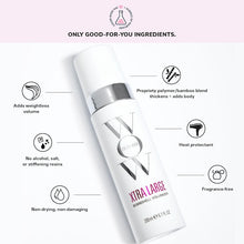 Load image into Gallery viewer, foam that bulks up fine, thin, flat hair without disturbing the cuticle so hair keeps its glow and looks and feels thick, healthy, and luxe. Hair Type: Straight, Wavy, and Curly Hair Texture: Fine Hair Concerns: - Thinning - Volumizing - Color Safe