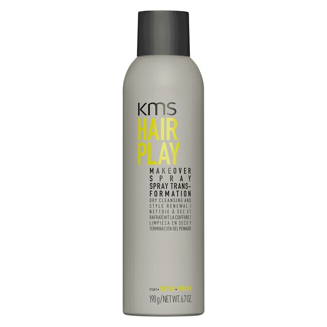 KMS Hair Play Makeover Spray is a great split second refresher. Absorbs oil and builds bulk to refresh limp or day-old styles. Great for quick style touch-ups and in-between shampoos. Use to absorb excess oil and get another day from your style. Use before styling to bulk up hair without stickiness.