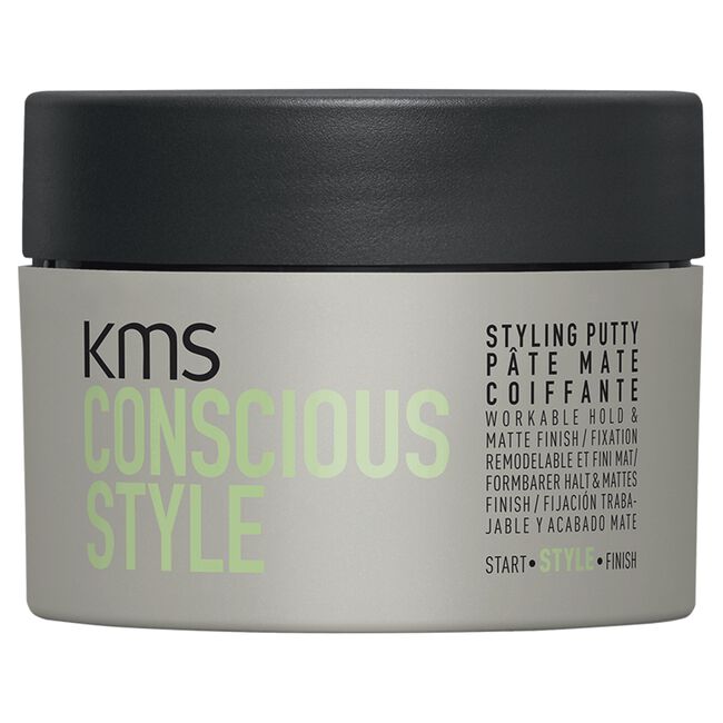 KMS Conscious Style Styling Putty is for all hair types and lengths. Apply on dry tips for nourishment without greasiness, over your hair surface to calm flyaways or on lengths for a natural bundling effect to enhance your waves.