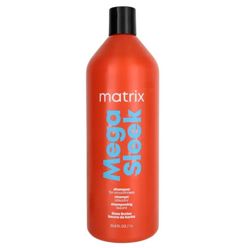 Mega Sleek Shampoo with smoothing shea butter helps control rebellious, unruly hair and manages frizz against humidity for smoothness.   Hair is smooth, shiny and defrizzed.