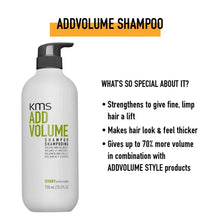 Load image into Gallery viewer, KMS Add Volume Shampoo - Provides body and fullness and strengthens to give fine, limp hair a lift
