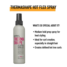 Load image into Gallery viewer, KMS Thermashape Hot Flex Spray is a medium hold prep spray for heat styling.  Ideal for curl creation, especially in straight hair.  Creates defined hot iron curls.
