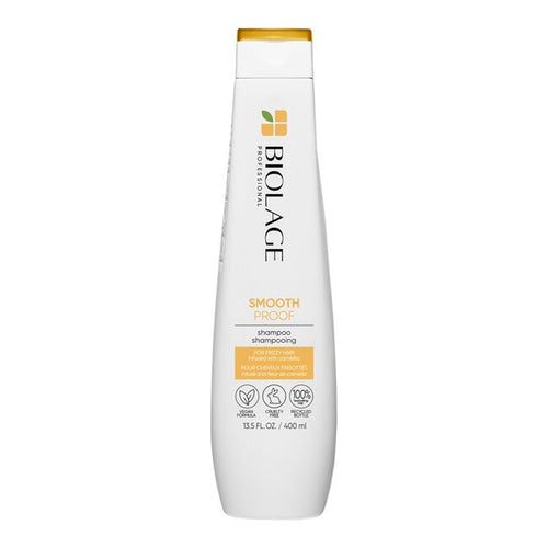 Biolage SmoothProof Shampoo cleanses as it smoothes. The deep smoothing shampoo smoothes frizzy, unruly hair with natural Camellia Serum. This shampoo has lightweight nourishment for polished shine, smoothness and manageability