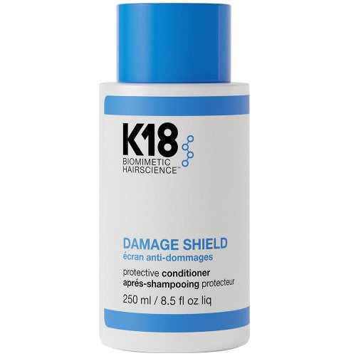 A nourishing, protective conditioner that helps shield hair from daily damage to help maintain hair health and improve smoothness and shine. Engineered to weightlessly soften and detangle while the K18PEPTIDE™ helps replenish hair during washing. Clinically proven to provide conditioning protection against damage from UV rays, mechanical styling, and environmental aggressors for up to 3 days*. Fortifies, softens, and detangles hair.
K18-Damage-Shield-Protective-Conditioner