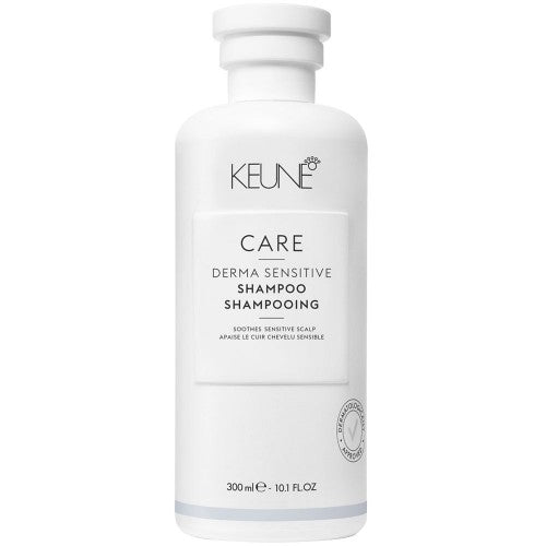 Keune Care Derma Sensitive shampoo  is recommended for red, itchy, irritated scalps, dry white flakes throughout hair and on shoulders. Meticulously formulated to reduce the risk of allergic reaction, Care Derma Sensitive calms dry scalp and alleviates itching. Derma Sensitive is dermatologically proven to work and offers real results. The products are specifically designed to preserve scalp’s natural pH value (pH 5).