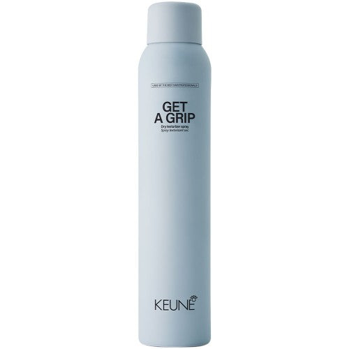 Keune-Style-Get-A-Grip This invisible dry texturizing spray adds volume and tousled texture with a medium hold. Features Dry Cleansing Complex with zeolite to absorb oil. Suitable for all hair types.