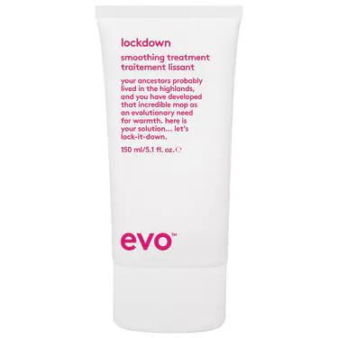 Evo 
Lockdown Smoothing Treatment Your ancestors probably lived in the highlands, and you have developed that incredible mop as an evolutionary need for warmth. Here is your solution... let's lock it down! It softens and smooths the hair from root to tip. Conditions and enhances shine, improving combability and reducing frizz.

Recommended for frizzy unruly color-treated hair.

BENEFITS:

Controls unruly hair and reduces frizz
Adds softness and shine
Helps detangle
Improve manageability