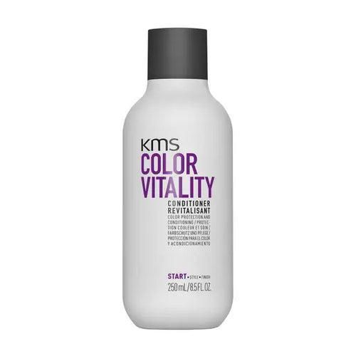 KMS Color Vitality Conditioner maintains color up to 3 times longer, moisturized and restores radiance to color-treated hair. *Three times longer than products without COLOR VITALITY Shampoo and Conditioner.