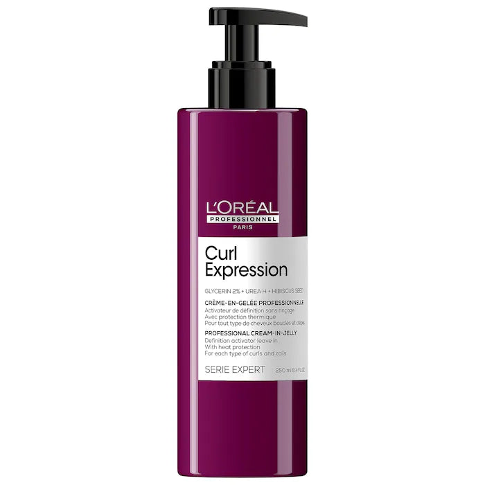 L'oreal Professional Curl Expression Cream-In-Jelly Definition Activator is a A paraben- and silicone-free defining gel-cream that instantly actives 3B-4C curl and coil patterns to define, reduce frizz, and hydrate curls with medium 