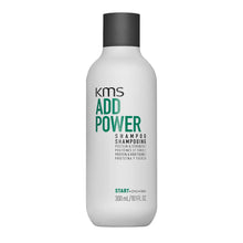 Load image into Gallery viewer, KMS Add Power Shampoo is a lightweight shampoo that prepares fine hair for the rigors of styling. The formula is enriched with rice protein, to strengthen hair from within and improve resilience for more versatile styling, and organic white tea extract, an anti-oxidant, which also improves hair strength and shine.
