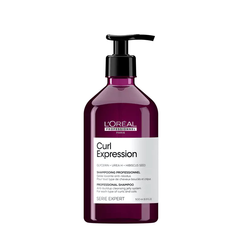 L'Oreal Professional Curl Expression Anti-Build Up Shampoo Curl Expression anti-buildup cleansing jelly shampoo is designed to cleanse curls and coils, the pro way. It gently eliminates daily accumulated impurities and buildup while providing moisture with no itchy feeling or stripping hair.