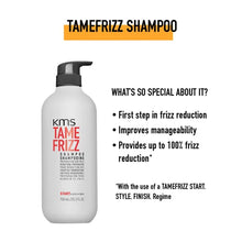 Load image into Gallery viewer, KMS TameFrizz Shampoo, the first step in frizz reduction. De-Frizz System changes the internal hair structure and smoothes the surface of the hair. Free of paraben, gluten, mineral oil.
