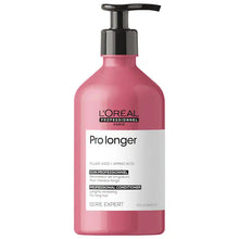 Load image into Gallery viewer, L&#39;Oreal Professional Pro Longer Conditioner A daily conditioner powered by exclusive technology that adds volume, strengthens, and thickens split ends to reduce the appearance of damage and promote noticeably longer hair.  Hair Texture: Straight and Wavy  Hair Type: Fine  Hair Concerns:  - Thinning  - Volumizing  - Damage, Split Ends, and Breakag
