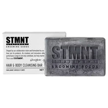 Load image into Gallery viewer, STMNT Hair &amp; Body Cleansing Bar For super clean hair, body, face and hands Moisturizing formula with activated charcoal gently removes impurities Practical, easy-to-use bar Ideal for the gym and travel   Free from sulfates (SLS*) and silicones

