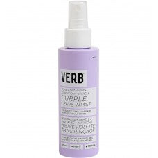 Verb Purple Leave-in Mist is a three-in-one mist for toning, detangling and hydration. Formulated with pro-grade violet pigment, açai extract and apple cider vinegar, this mist was designed to neutralize brassy yellow hues, refresh hair and condition ends between washes. Perfect for Blonde, Grey, and highlighted hair.