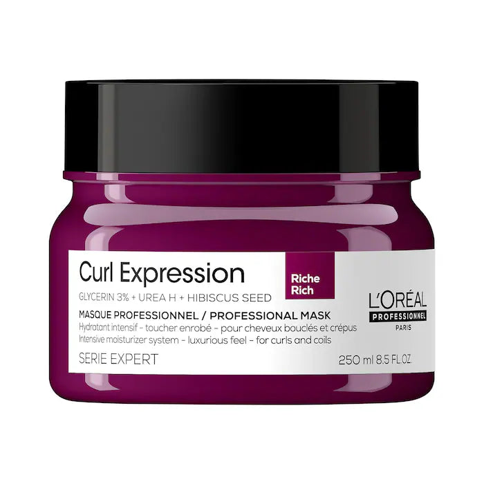 L'Oreal Professional Curl Expression Intensive Moisture Rich Masque A buttery-rich hair mask for 3B-4C curl and coil patterns that deeply moisturizes, easily detangles, and redcuces frizz for long-lasting definition with enhanced shine.
