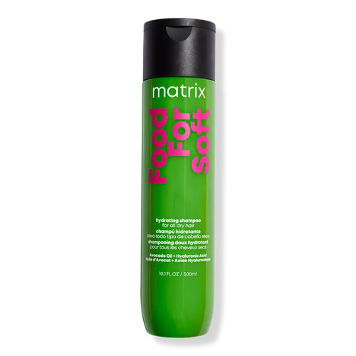 Matrix Food For Soft Hydrating Shampoo targets dry hair and instantly transforms it for touchably soft results, providing 7x more moisture for up to 72 hours when used as a system of Food For Soft Shampoo, Conditioner, or Mask & Oil vs non-conditioning shampoo.