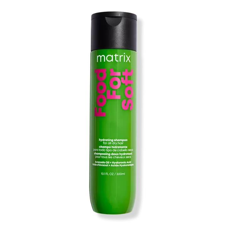 Matrix Food For Soft Hydrating Shampoo targets dry hair and instantly transforms it for touchably soft results, providing 7x more moisture for up to 72 hours when used as a system of Food For Soft Shampoo, Conditioner, or Mask & Oil vs non-conditioning shampoo.