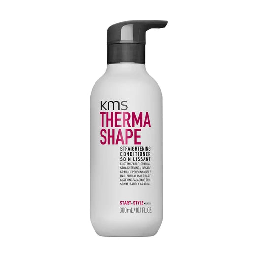 KMS Thermashape Straightening Conditioner deeply nourishes and smooths coarse and unruly hair. Improves manageability and shape during blow-drying. Gradually straightens hair with regular use in combination with a straightening iron. Protects hair from heat, humidity and frizz.