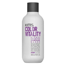 Load image into Gallery viewer, KMS Color Vitality Blonde Shampoo illuminates blonde tones. Fights yelllowing of lightened, highlighted or natural blonde.
