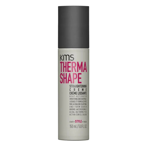 KMS ThermaShape Straightening Creme; a luxurious formula that glides through hair and assists in creating a straight and shiny finish. Ideal for curly and wavy hair types that are seeking straight results.