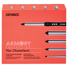Load image into Gallery viewer, The Amika Chameleon 5 barrel interchangeable curling kit comes with five titanium barrels easily clip into one base to shape curls that range from fat to tight. Winner of the best curling iron Nylon&#39;s Beauty Hit List Awards 2018
