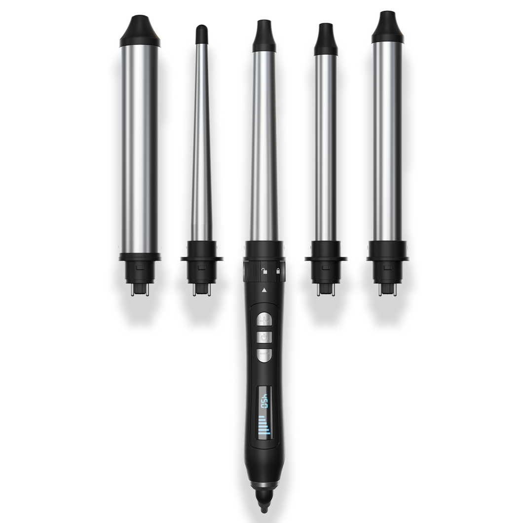 The Amika Chameleon 5 barrel interchangeable curling kit comes with five titanium barrels easily clip into one base to shape curls that range from fat to tight.  Winner of the best curling iron Nylon's Beauty Hit List Awards 2018